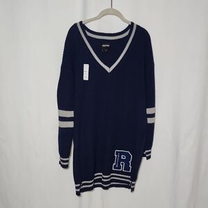 Harry Potter Dark Blue V-Neck Sweater with Light Gray Stripes